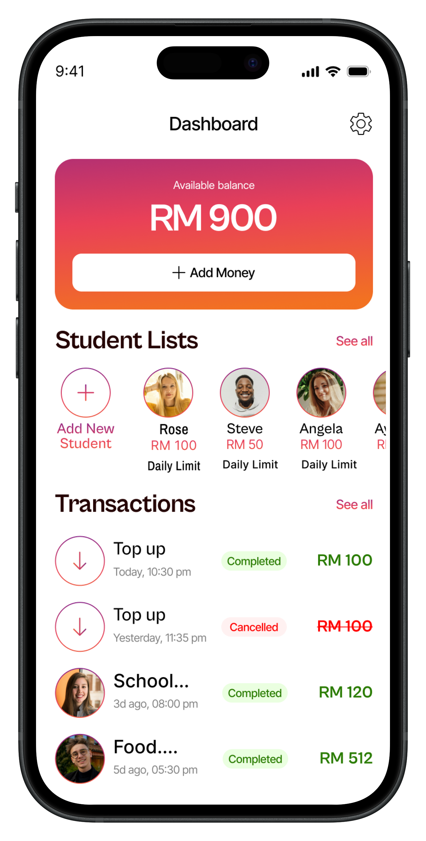 Schoolpay app screenshot